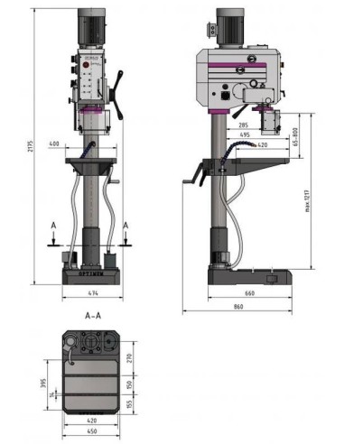 Taladro de engranajes OPTIMUM DH 35 G