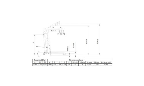 Grúa plegable METALWORKS CAT6200T (2 Ton.)