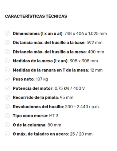Taladro de Columna OPTIMUM DP 26-T...