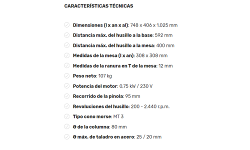 Taladro de Columna OPTIMUM DP 26-T (230V)