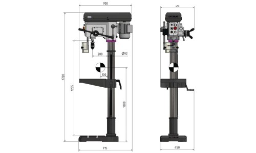 Taladre amb avançament automàtic DH 28FS - 400V - OPTIMUM
