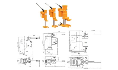 Gato elevador de máquinas hidráulico UNICRAFT HMH 25 (25 Ton.)