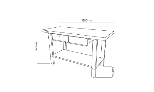 Mesa de trabajo acero JBM 2 cajones 800 kg