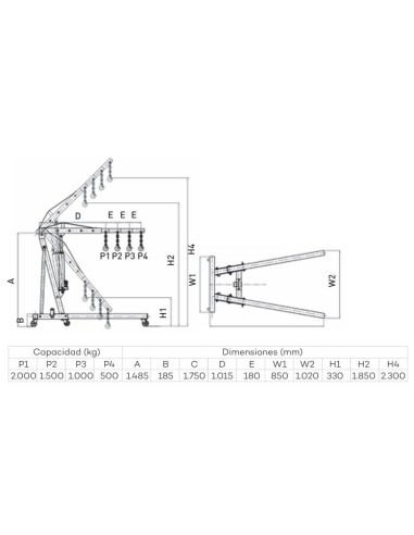 Grua plegable METALWORKS CAT620 (2 Ton.)